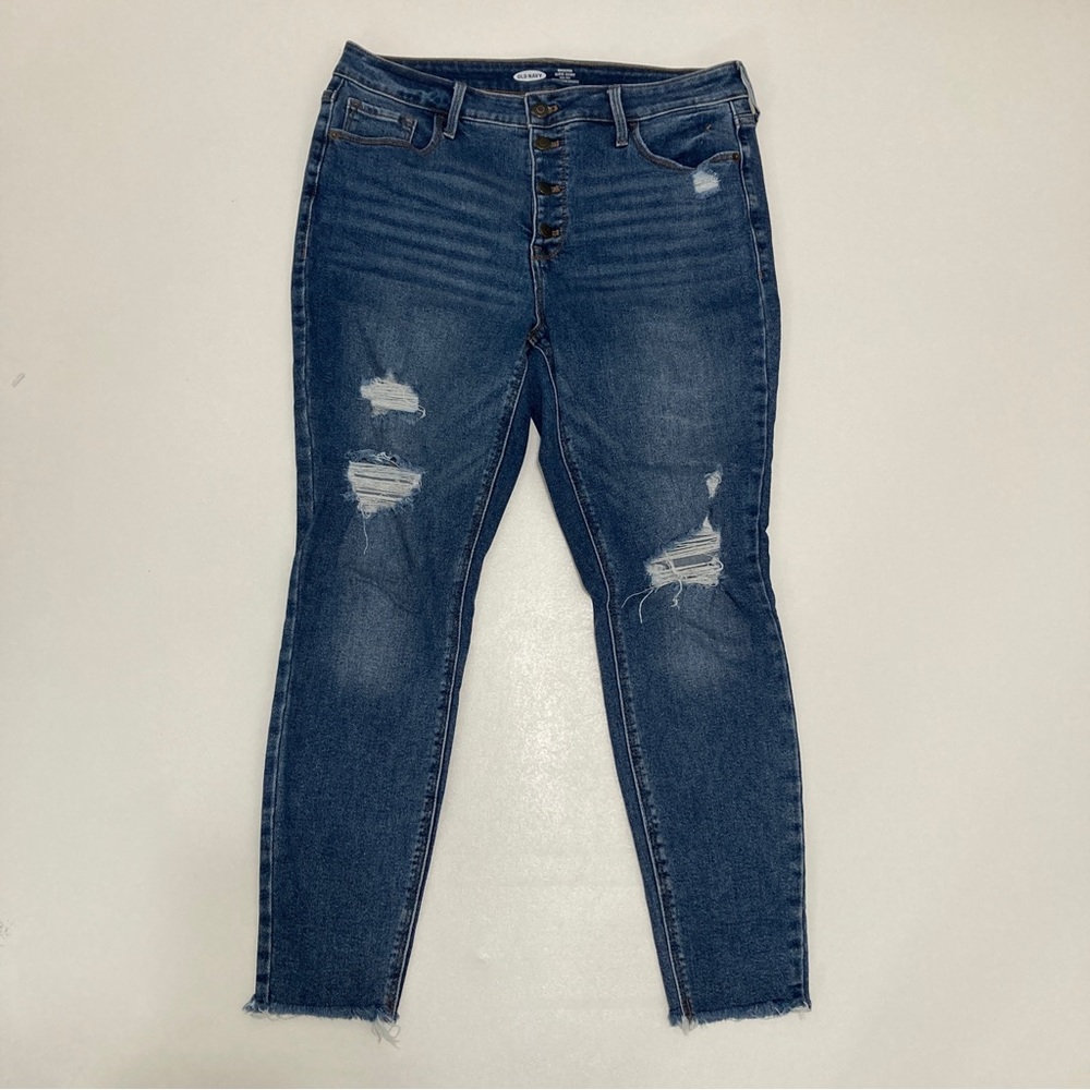 Old Navy Rockstar High Rise Super Skinny Button Fly Distressed Jeans Siz…